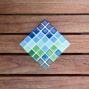 Cape Tribulation coaster, reef greens and blue glass tiles