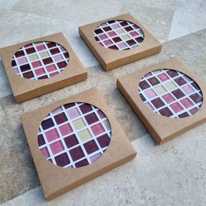 Cocoa Berry coaster, berry, plum and cream glass tiles