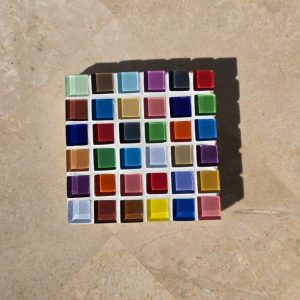 Confetti coaster, full spectrum glass tiles seen from above