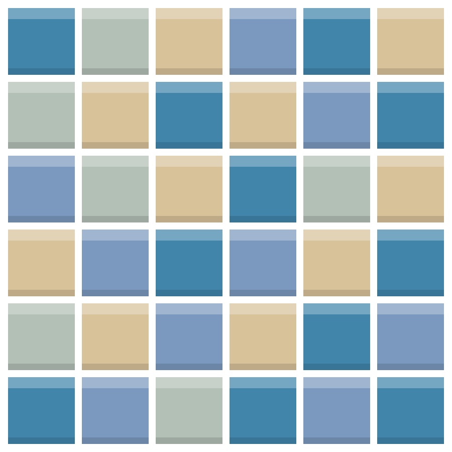 Harbour morning custom colourway, blues and sand glass tiles